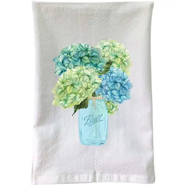 Hydrangeas Ball Jar Flour Sack Towel