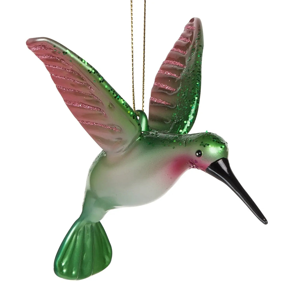 Christmas Hummingbird Glass Ornament