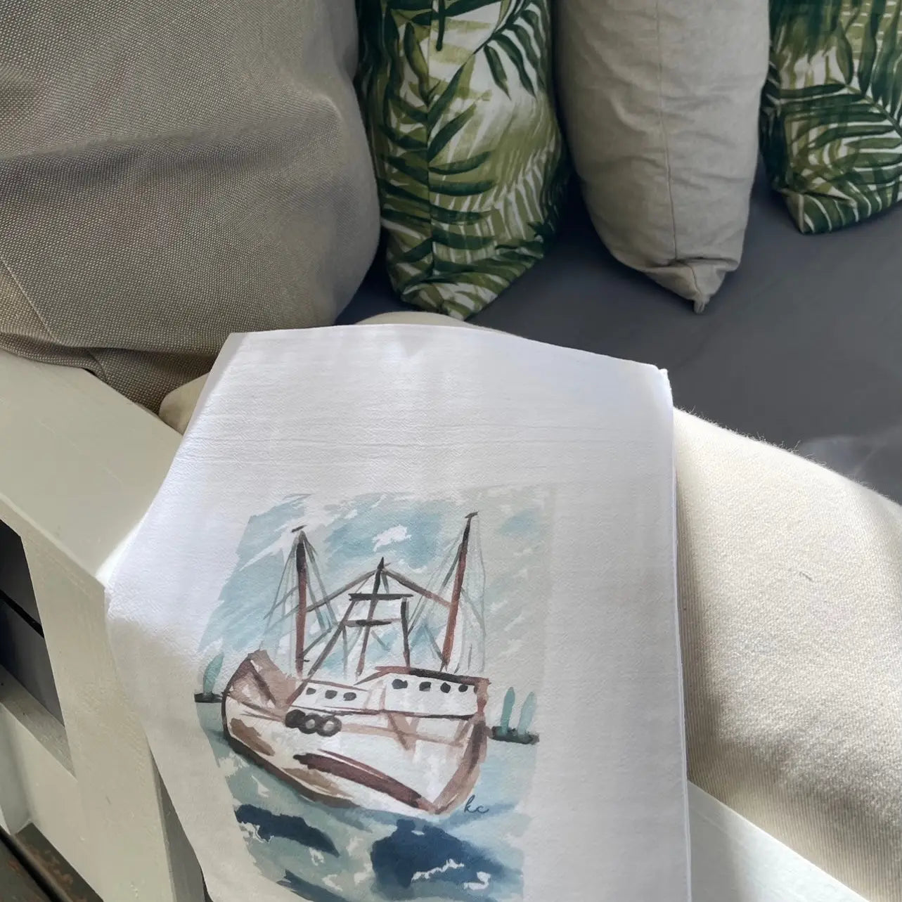 Flour Sack Towel -Shrimp Boat
