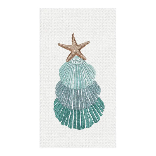 Christmas Scallop Shells Tree Kitchen Towel