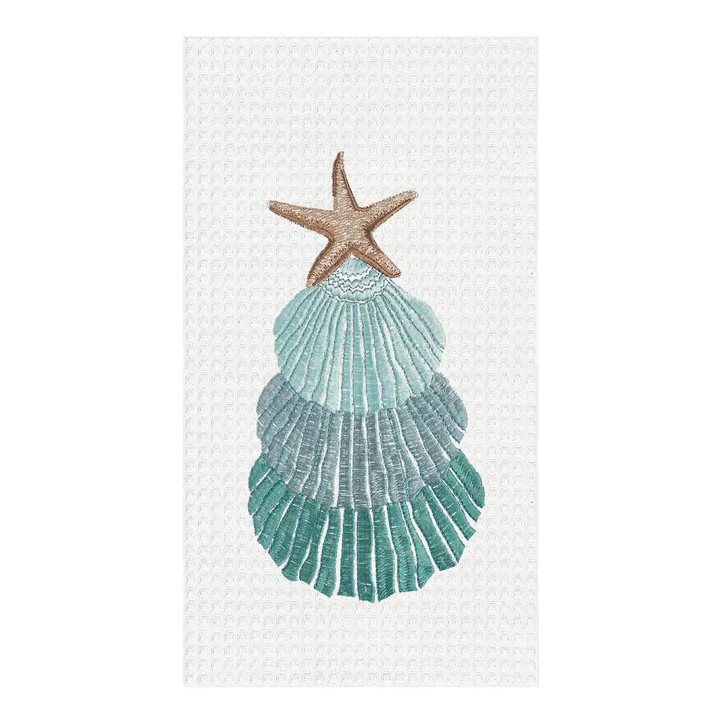 Christmas Scallop Shells Tree Kitchen Towel