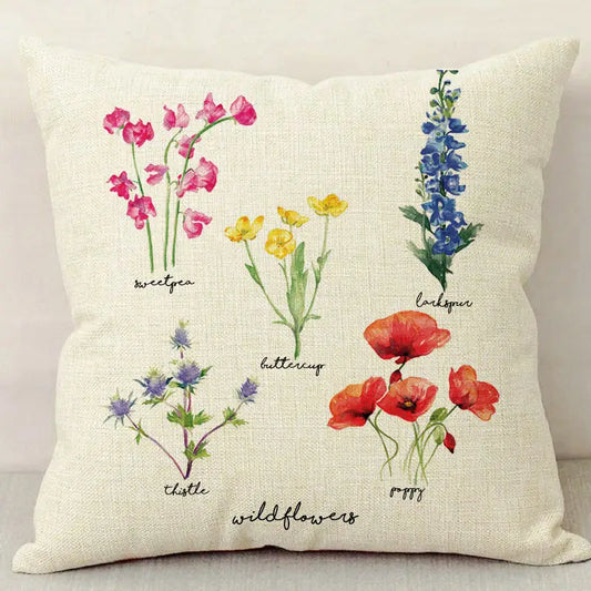 Watercolor Wildflowers Pillow Case