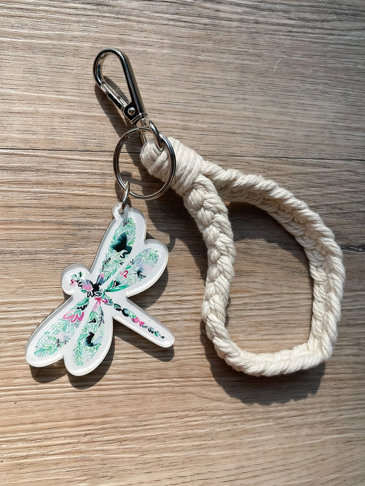 Dragonfly Keychain with Macrame Loop