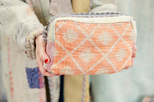 Sunburst Antique Kantha Cosmetic Bag