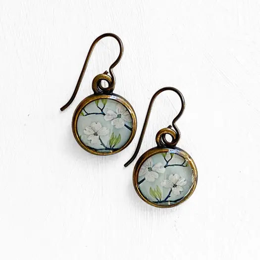 Dogwood Branch Earring - Bronze Short Wire