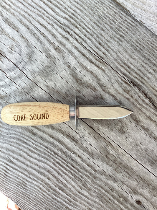 Wooden Handle Oyster Shucker Engraved Core Sound