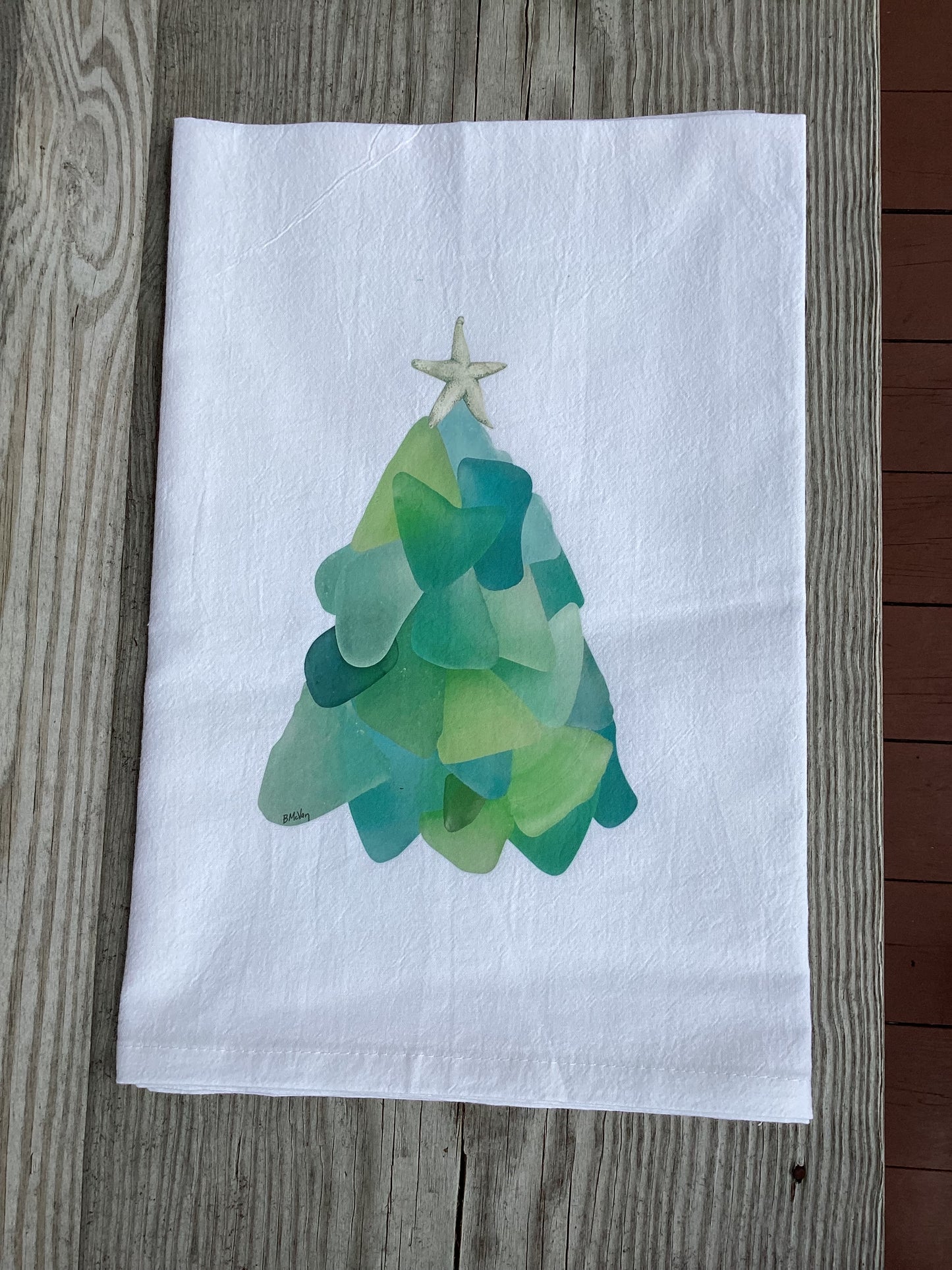 Christmas Sea Glass Tree Flour Sack