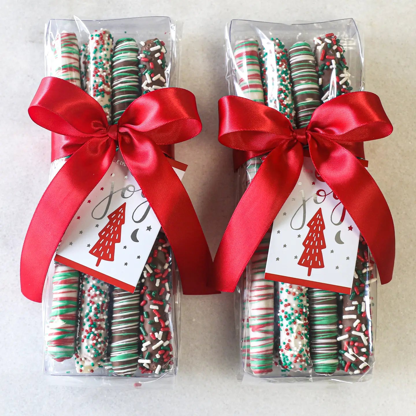 8 oz Holiday Milk & White Chocolate Covered Pretzel Rods
