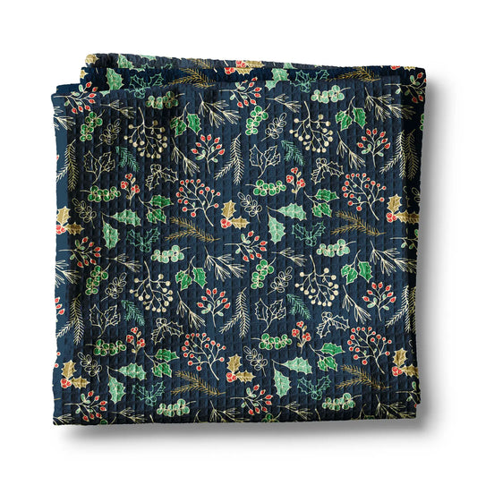 Christmas Navy Garland Kitchen Tea Towel