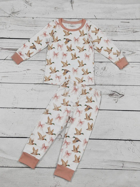 Baby Girls Duck Bow Printed PJ