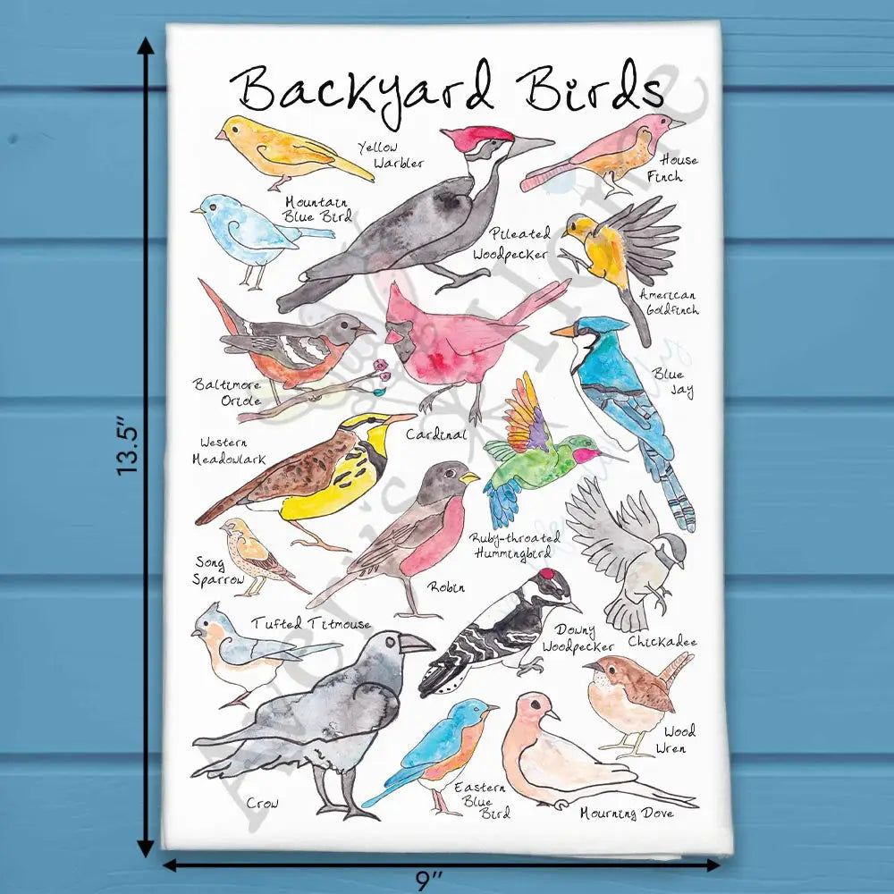 Backyard Birds tea towel