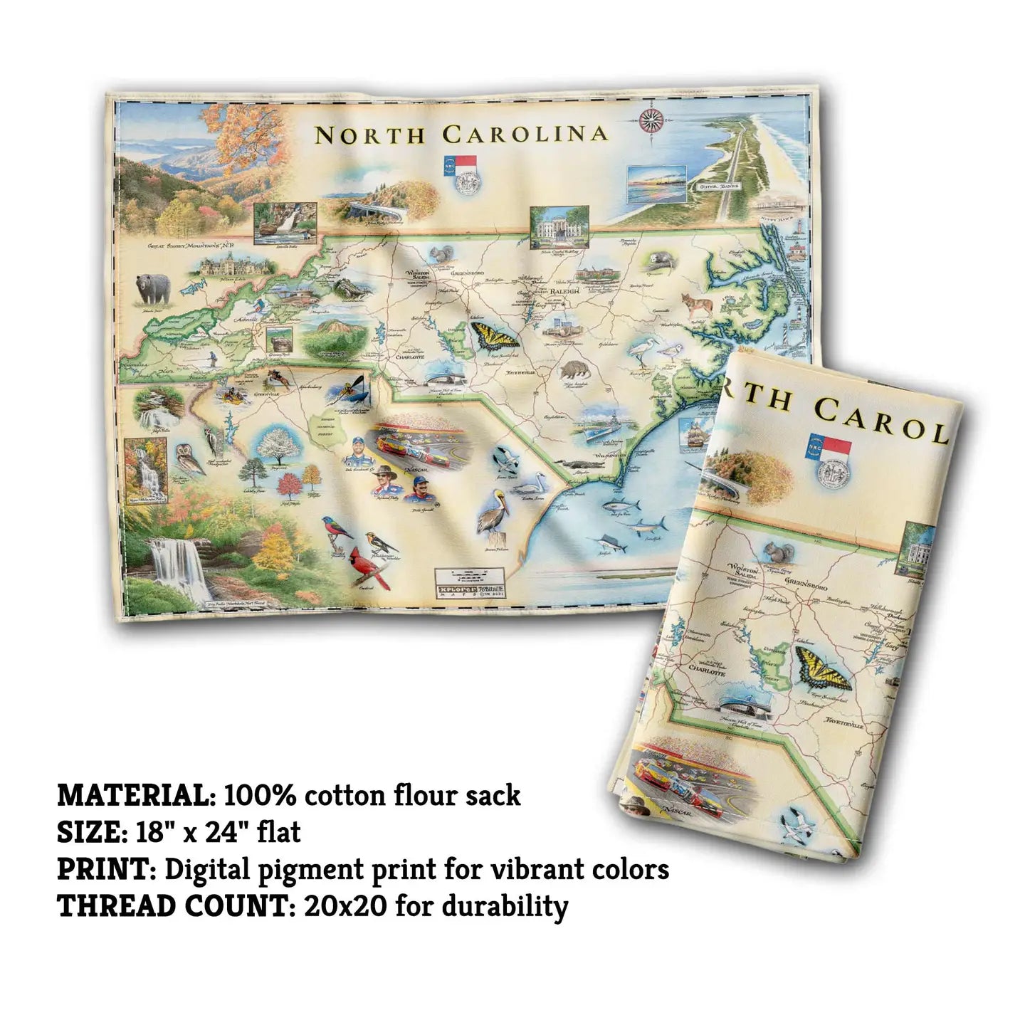 NC State Map Kitchen Towel