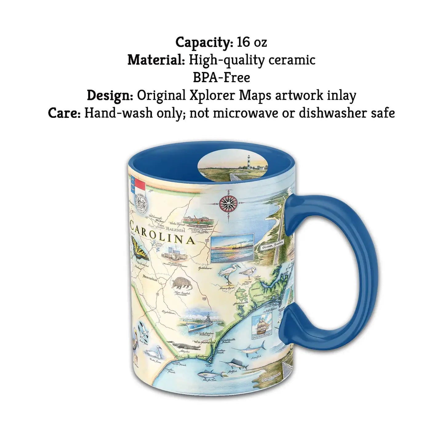 NC State Map Mug 16 oz Ceramic