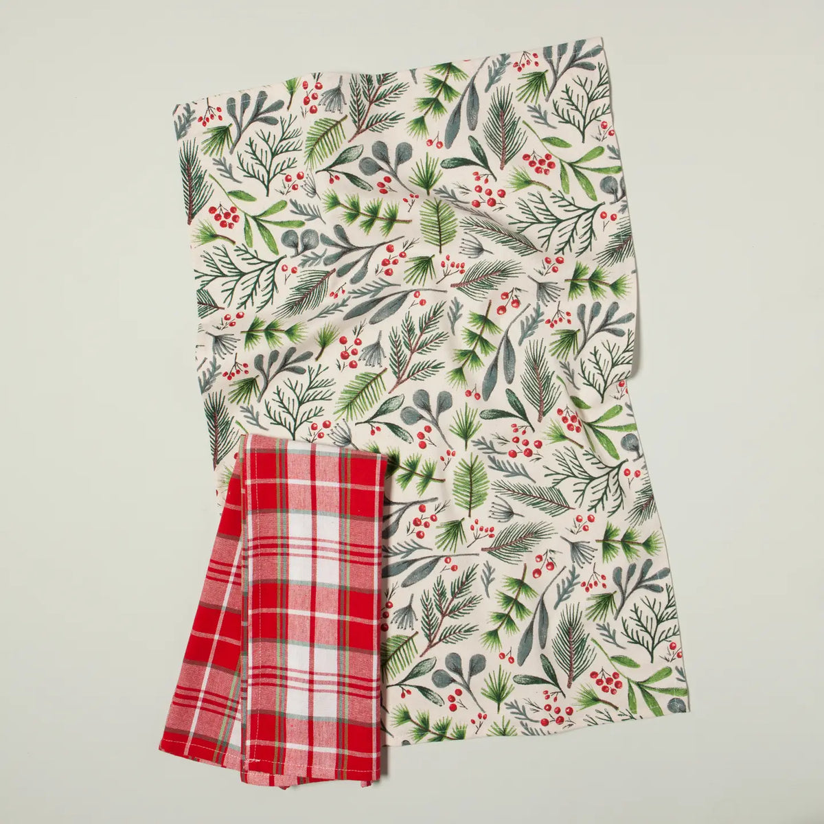 Bough & Berry Christmas Coordinated Dishtowels, Set of 2