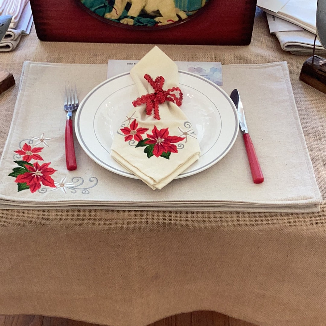 Embroidery Poinsettia Table Set
