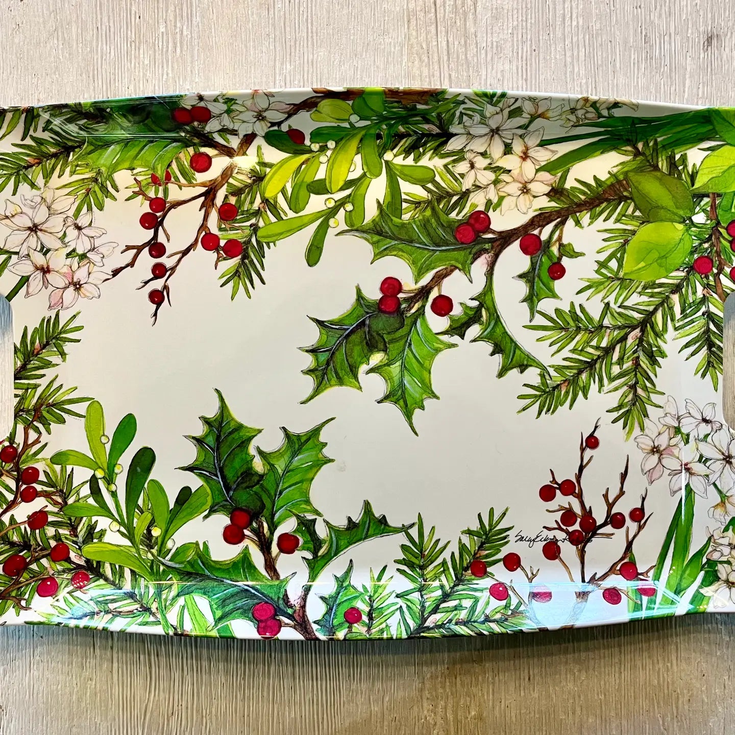 Holly & Berries Christmas Holiday Tray