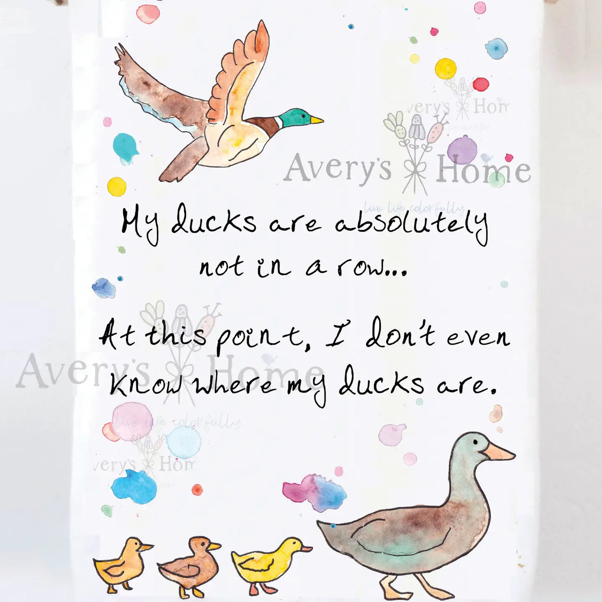 Ducks in a Row tea towel
