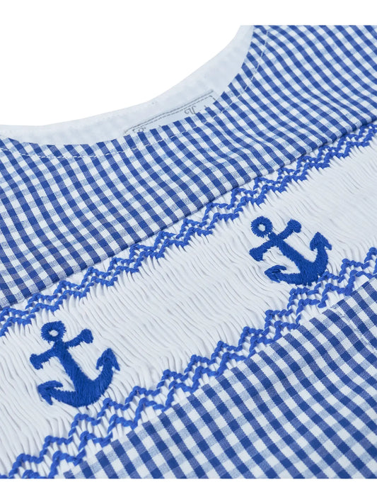 Navy Gingham Smocked Anchor Jon Jons