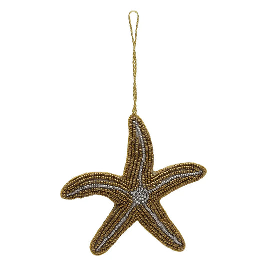 Christmas Beaded Sea Star Coastal Ornament