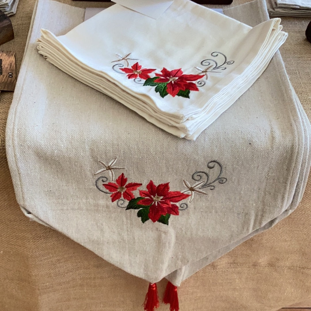 Embroidery Poinsettia Table Set