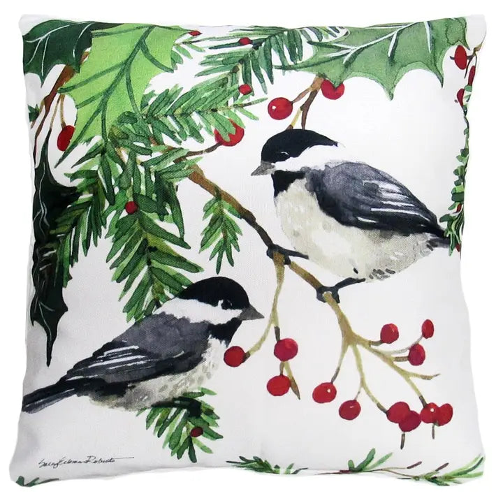Holiday Chickadee 19x24 Pillow