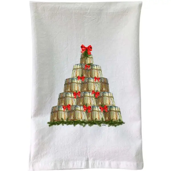Christmas-Crab Basket Tree Flour Sack Towel