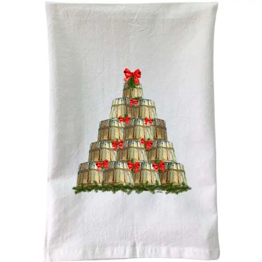 Christmas-Crab Basket Tree Flour Sack Towel