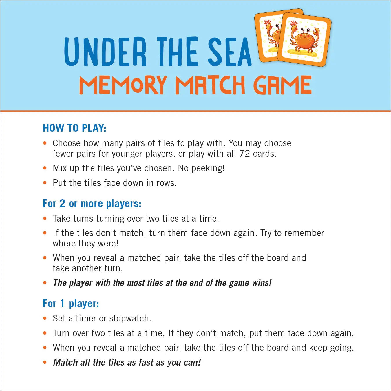 Under the Sea-memory match game