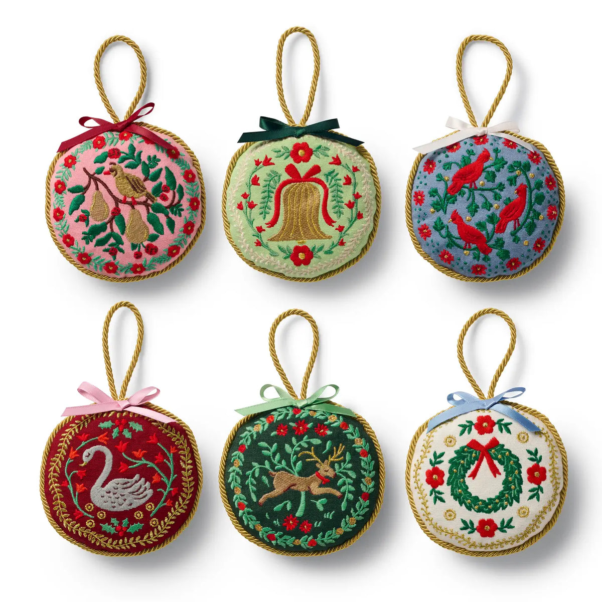 Christmastide Embroidered orn./set of 6