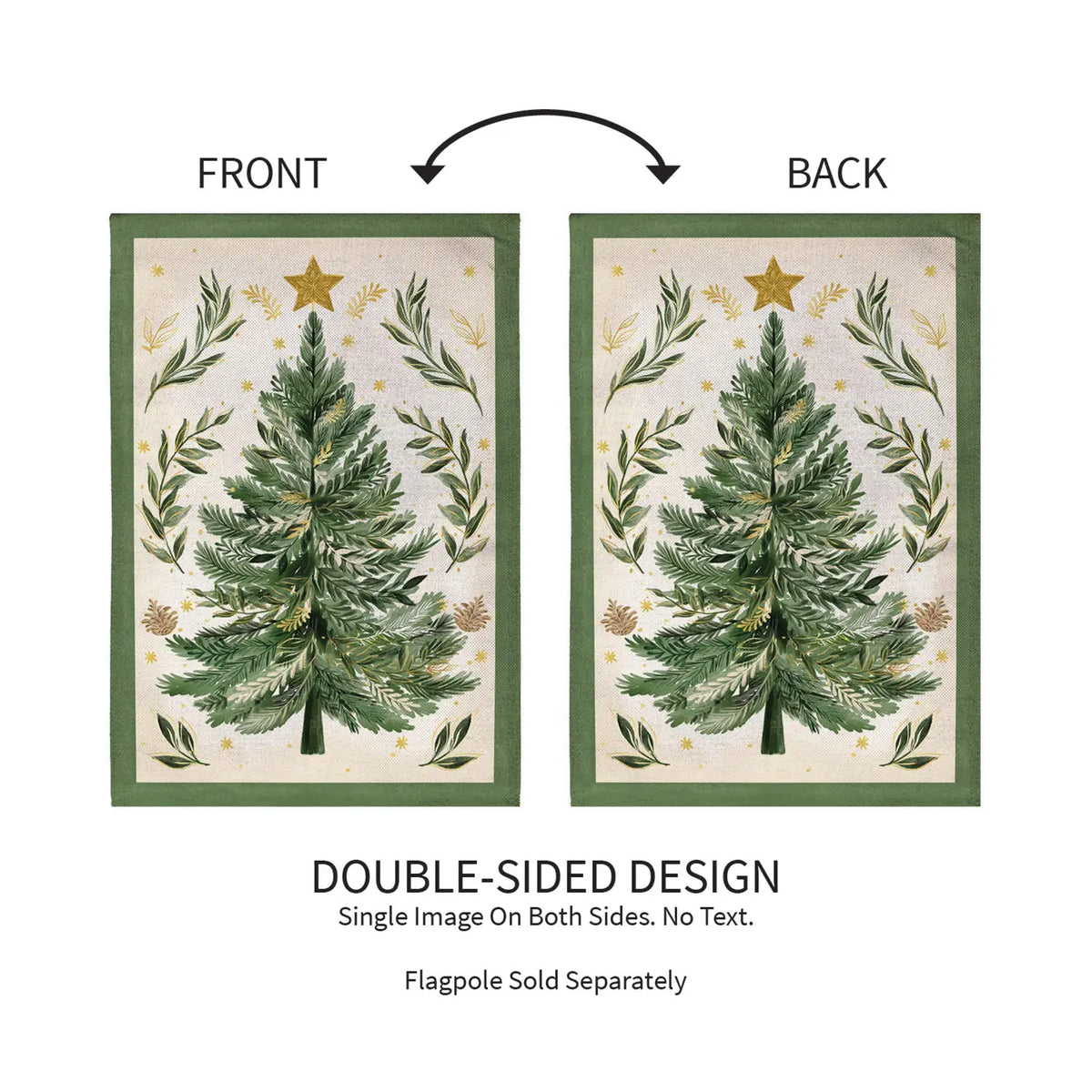 Christmas Tree with Acorn Burlap House Flag