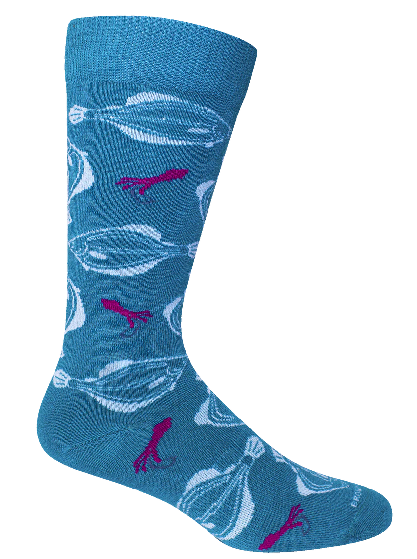 Socks, Flounderin' Around - Teal - Brown Dog
