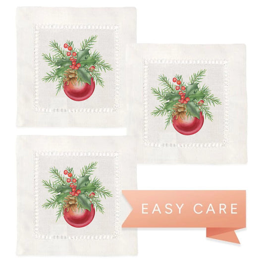 Christmas Ball Hemstitch Napkins