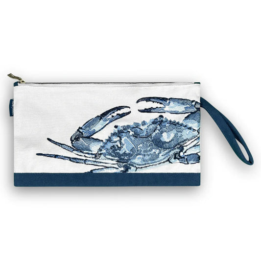 Blue Crab Wristlet Clutch Bag