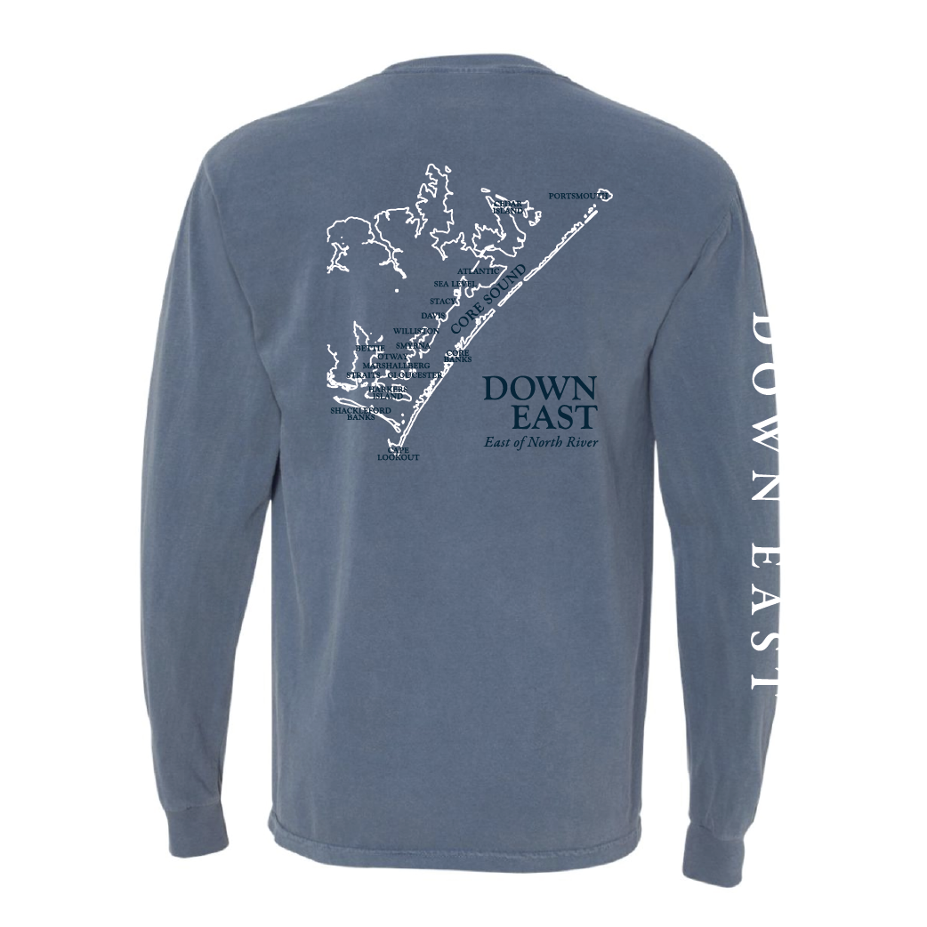 DE Map LS Tee Shirt with Pocket, Blue Jean