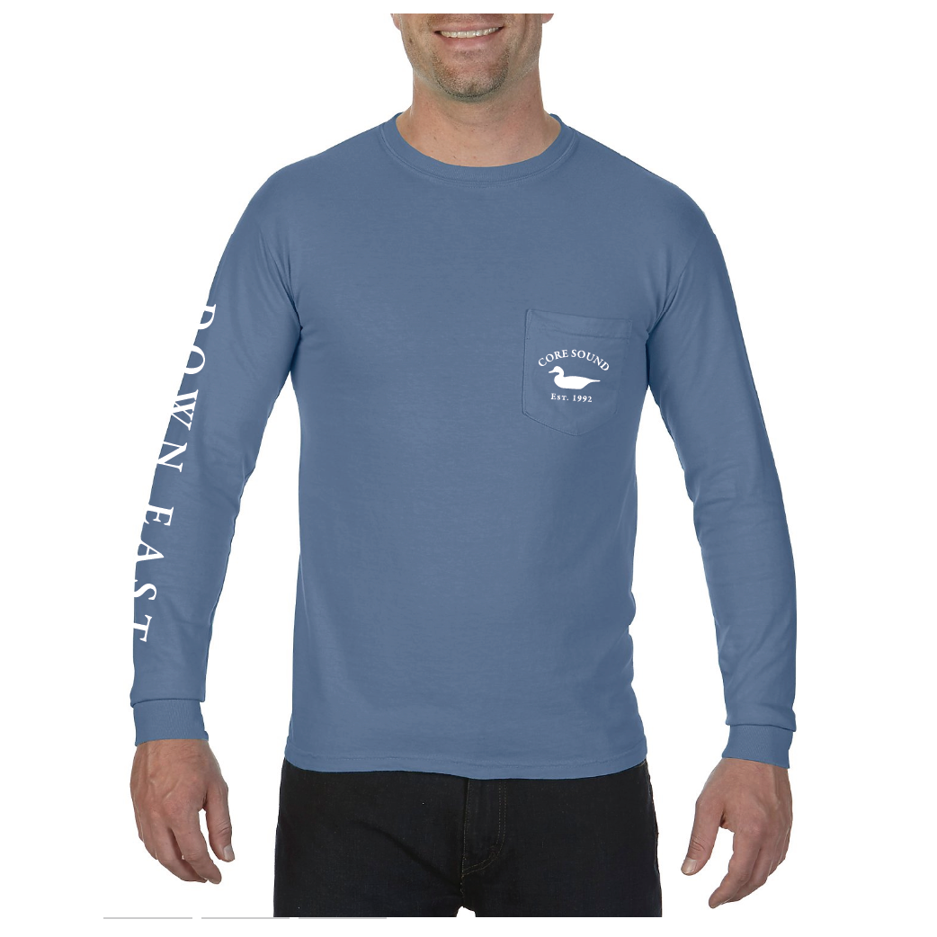 DE Map LS Tee Shirt with Pocket, Blue Jean
