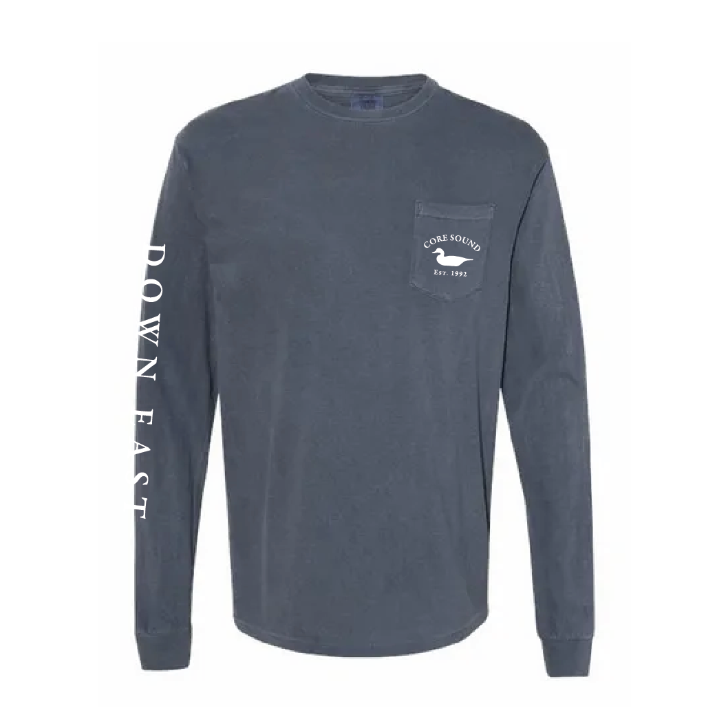 DE Map LS Tee Shirt with Pocket, Denim