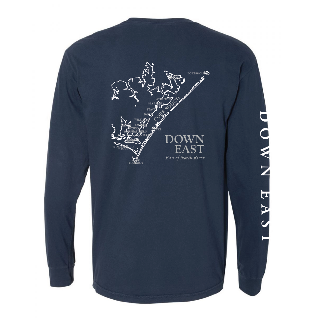 DE Map LS Tee Shirts, True Navy