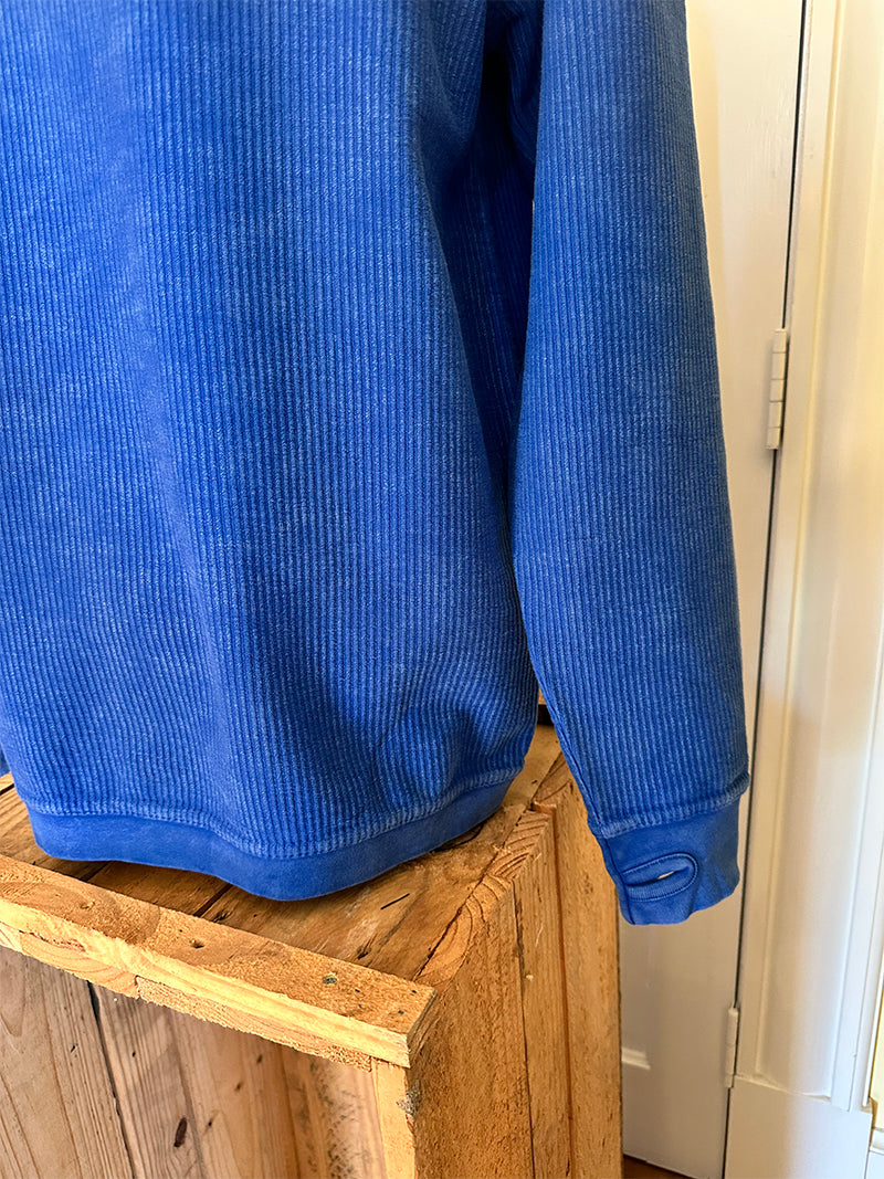 Down East LS Crew-Neck Oversized Corded Top, Royal/White