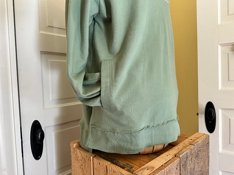 Cape Lookout "Salty Tour" LS Hooded, Sage/White