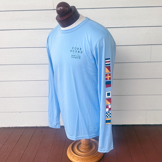 LS Nautical Flags Performance T-Shirt Core Sound, Sky Blue