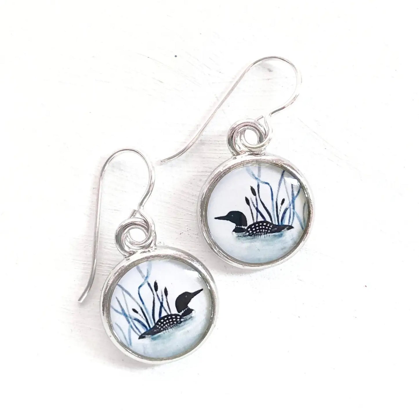 Loon Earring - Silver Short Wire