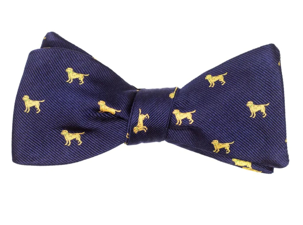 Yellow Labrador Dog Bow Tie - Navy