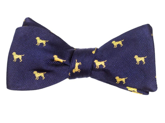 Yellow Labrador Dog Bow Tie - Navy