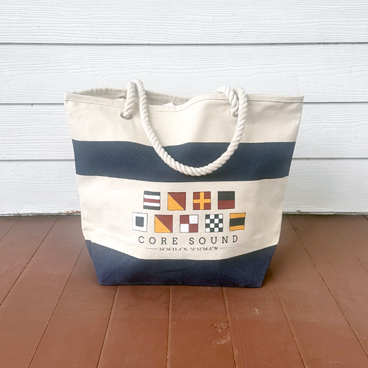 Nautical Flag Core Sound Rope Handle Tote