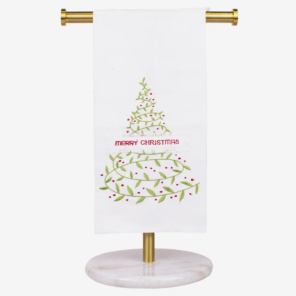 Christmas Tree Vine Hand Towel White/Green/Red 20x28