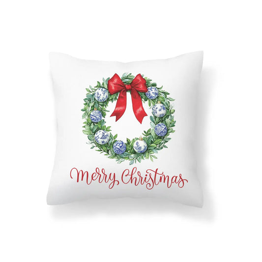 Chinoiserie Blue Christmas Holiday Pillow 14x14 Pillow Cover Only