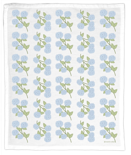 Hydrangeas, Organic Cotton Tea Towel