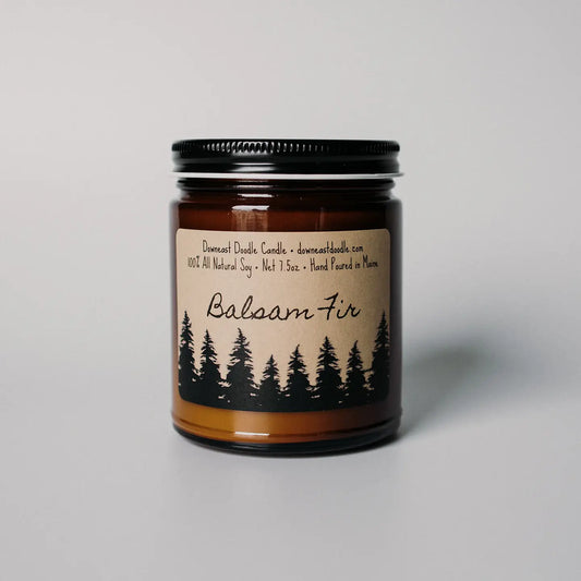 Woodsy Trees Amber Natural Soy Candle, Balsam Fir
