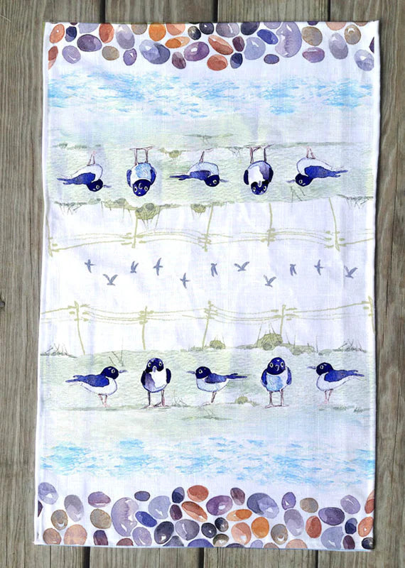 Terry Cloth Beach Towel - Bird and Pebbles