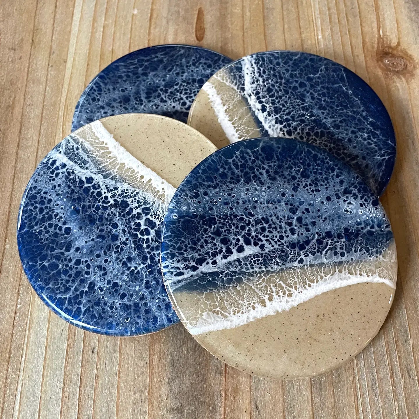 Ocean Wave Coaster Set of 4 Ocean Blue